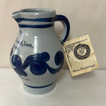 a** Vintage Salt Glaze Stoneware Pitcher Cobalt Blue Germany Kleine Bembelogie