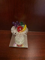 a** Vintage Glass Blown Fruits in Pedestal Bowl Figurine w/ Glass Plate Delicate