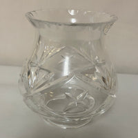 V<€€ Small Crystal Star Cut Clear Heavy Hurricane Lamp Candle Holder Chimney Cover