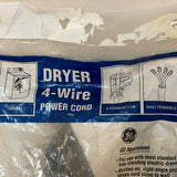 € New GE Dryer Power Cord 4-Wire 6' Length For Most Electric Dryers WX09X20 30amp Sealed