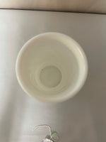 a** Vintage Milk Glass Vase White 7.5” Etched Leaves