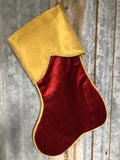 NEW Christmas Holiday Plush Textured Red Velvet and Satin 17” Stocking Tassle Trim NWOT