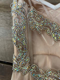 Womens Juniors LA FEMME Champagne Jeweled Strapless Sz 2 Formal Evening Ball Prom Gown