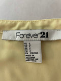 Women FOREVER 21 Long Sleeve Yellow Blouse Large Gold Button Up