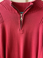 Mens XLarge TOMMY BAHAMA Paradise Collection Red Knit Pullover Sweater Long Sleeve 1/4 Zip