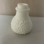 a** Vintage Milk Glass White Salt or Pepper Shaker Raised Grape & Leaf Pattern NO Lid