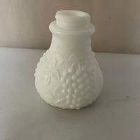 a** Vintage Milk Glass White Salt or Pepper Shaker Raised Grape & Leaf Pattern NO Lid