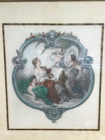 ~€ Vintage Framed Mother with Cherub Angels Professionally Antiqued Gold Framed