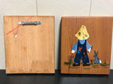Vintage MCM Handpainted Pair/Set 2 Country Farm Boy and Girl Wood Art