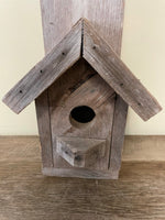 *Rustic Wood Bird House Pitch Roof and Ledge
