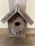~ Rustic Wood Bird House Pitch Roof and Ledge