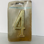 € Vintage Polished Brass Address Plaque 4” Number “4” Outdoor Sealed