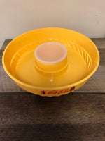 a* Vintage MCM Coca Cola Divided Chip Snack Dip Serving Bowl with Lids Yellow Packerware