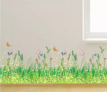 <€€ Vinyl Wall Decal GREEN GRASS & BUTTERFLIES Removable Art Mural Home Room Decor New