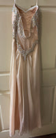 Womens Juniors LA FEMME Champagne Jeweled Strapless Sz 2 Formal Evening Ball Prom Gown