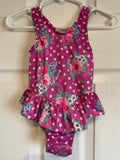 <€€ Baby Girl Toddler 12-18 Months Summer Spring Pink  & Purple One Piece Swimsuit Vintage