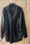Mens Large RAINFOREST Black Leather Jacket Button Down Insulated