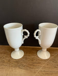 a* New Pair, Set/2 White Ceramic Cocktail Espresso Cappuccino Coffee Tea Mugs Cup 5" Tall Delicate