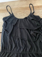 Womens Juniors XSmall XHILARATION Black Ruffled Top w/ Straps