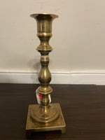Vintage Single Brass 7.5” Taper Candlestick Candleholder on Square Base