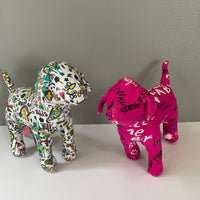 Victoria Secret Pink Set/2 Plush Stuffed Dogs Pups GRAFITTI Love Print & French KISSING