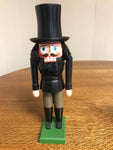 Christmas Nutcracker Wood Black Top Hat Nose Missing