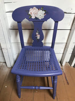 Rattan SEATING Chairs Periwinkle Floral Shabby Chic Cottage  Pair Set/2