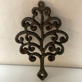 a** Vintage Pair/Set of 2 Black Cast Iron Trivet “Family Tree” Pattern