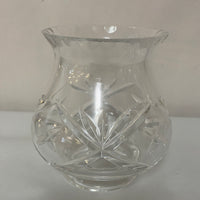 V<€€ Small Crystal Star Cut Clear Heavy Hurricane Lamp Candle Holder Chimney Cover