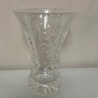 a** Heavy Crystal Clear 6.5” Flower VASE Diamond Cut Etched Decor