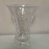 (L) <€€ Heavy Crystal Clear 6.5” Flower VASE Diamond Cut Etched Decor