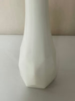 a** Vintage Milk Glass Bud Vase White 8.75” Ribbed Diamond EO Brody 146