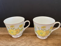 Vintage Set of 7 EKCO International SPRING BOUQUET White  Tea Coffee Cups Mugs 3”
