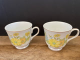 <€€ Vintage Set of 7 EKCO International SPRING BOUQUET White  Tea Coffee Cups Mugs 3”