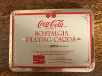 a** Vintage 1994 COCA COLA Coke Commemorative Christmas Nostalgia Santa  Playing Cards Set/2 Decorative Hinged Lid Tin