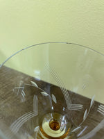 a** Vintage Set/10 Clear Etched Crystal Wine Goblet Barware Glasses 6.25” Gold Stems
