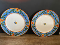 €¥ Pair/Set of 2 Fitz & Floyd Ricamo Leonardo 11” Dinner Plates Dishwasher & Microwave Safe