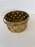 ~ Round Brass Potpourri Trinket Basket with Hinged Handle