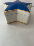 Vintage Tiffany & Co Star Porcelain Trinket Box Dish 24K Gold Trim 4.25" Cobalt Blue Porcelain