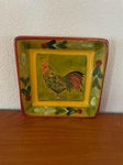 ¥ Chanticleer Rooster 6” Square Plate Designed by Nanette Vacher Centrum Country Farm
