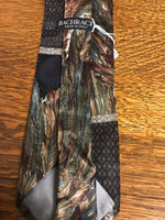 Mens BACHRACH Italy Silk Neckware Tie Necktie Geographic Feathers Green Purple Black