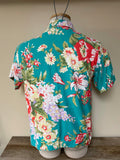 *Vintage Wyndham Collection Womens Hawaiian Floral Short Sleeve Blouse Top Medium