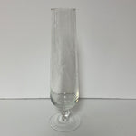 ~€ Delicate Clear Glass 9.25” Bud Vase Etched Design Decor