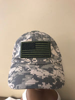 a* Green Khaki Camo AMERICAN FLAG Baseball Hat Cap One Size Adjustable