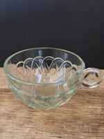 a** Vintage Clear Square Pressed Glass Hostess Luncheon Plates & Cups 6 Plates/3 Cups