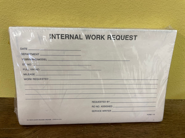 € Internal Work Request Office Forms 3-Part 120 Count 8.5”x5.5” White Yellow Pink