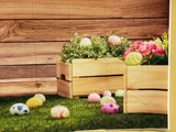a** New Home Photography Backdrop EASTER Eggs with Wood Wall & Crates Vinyl Photo Studio Prop