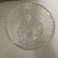 a** Heavy Crystal Clear 6.5” Flower VASE Diamond Cut Etched Decor