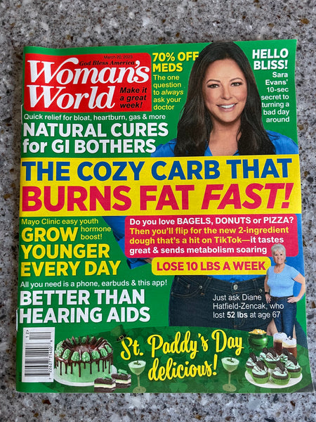 NEW WOMAN’S WORLD 2023 Magazine Carb That Burns Fat Fast~Grow Younger March 20