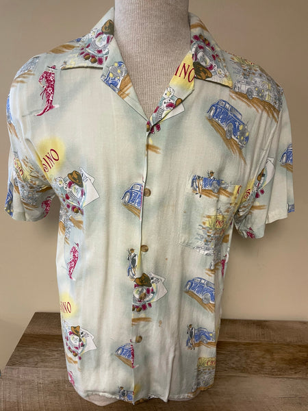 Mens Large BAHAMA CRUISE Camp Shirt  Casino Button Up Pocket